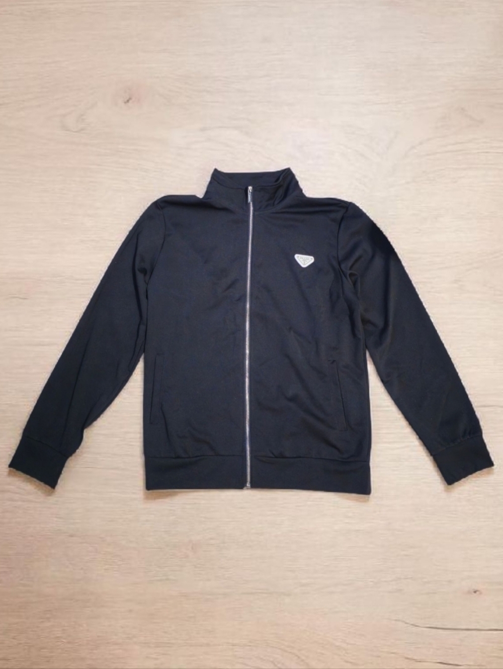 Prada Triangle Logo Zip-Up Jacket Black Size Large